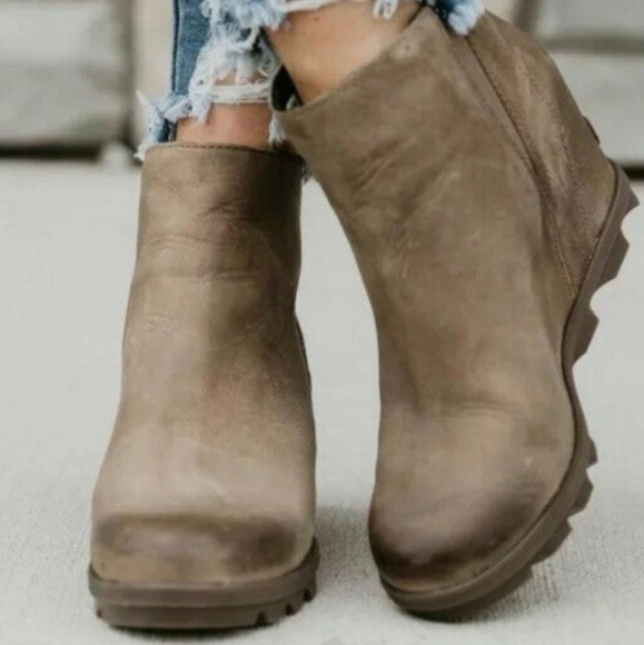 Sorel Joan of Arctic Wedge II Zip Ankle Boots Women's US Size 10 Ash Brown - Picture 1 of 8